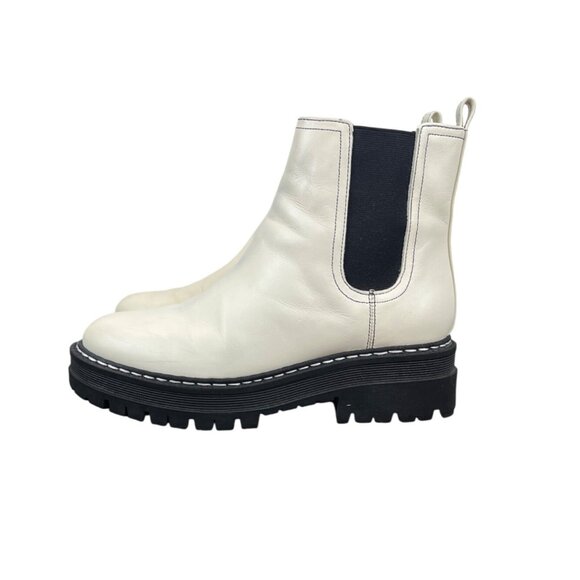 Marc Fisher Ivory White Leather/Textile Womens Chelsea Boots Size 7M - Picture 6 of 13